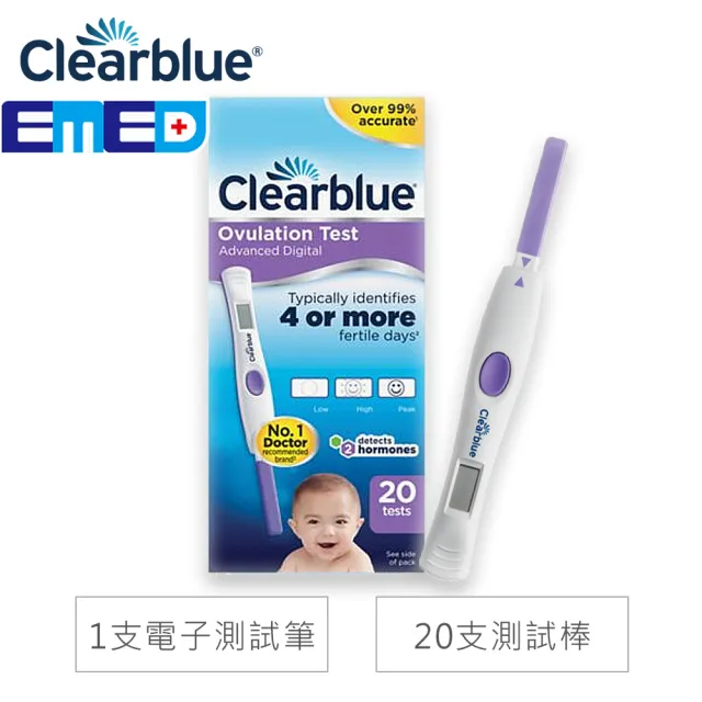 【Clearblue 速必得】第二代排卵檢測試筆(1支電子測試筆+20支測試棒)