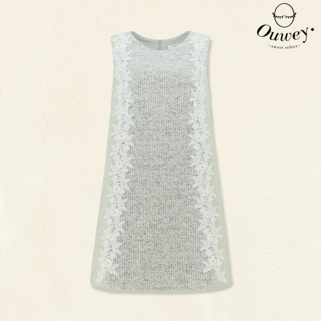 OUWEY 歐薇 千金織紋蕾絲無袖洋裝(灰色；S-L；3233397523)