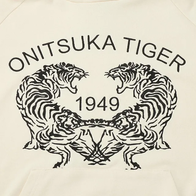 【Onitsuka Tiger】Onitsuka Tiger鬼塚虎-米白色雙虎刺繡連帽上衣(2183B185-100)