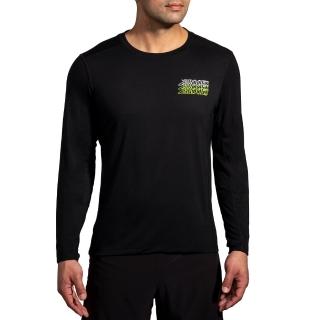 【BROOKS】男 Distance 長袖上衣 3.0 經典黑/BR logo堆疊(211501056)