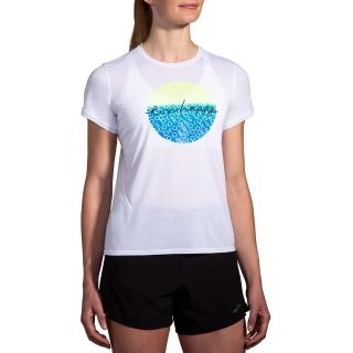 【BROOKS】女 Distance 距離女短袖上衣 3.0 白/Run Happy(221669183)