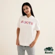 【Roots】Roots女裝-繽紛花卉系列 刺繡花卉文字連帽上衣(白色)