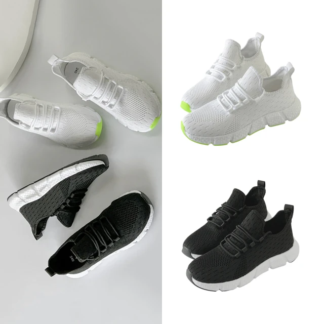 FUFA Shoes 富發牌FUFA Shoes 富發牌 流線飛織輕盈休閒鞋-黑/白 1AL009(女鞋/休閒鞋/運動鞋/慢跑鞋/氣墊鞋)