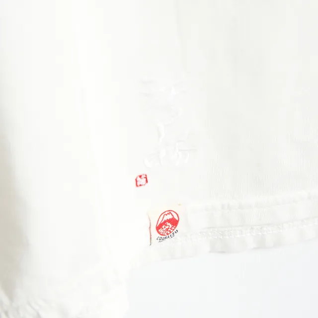 【EDWIN】江戶勝 女裝 寬版櫻花印花短袖T恤(米白色)
