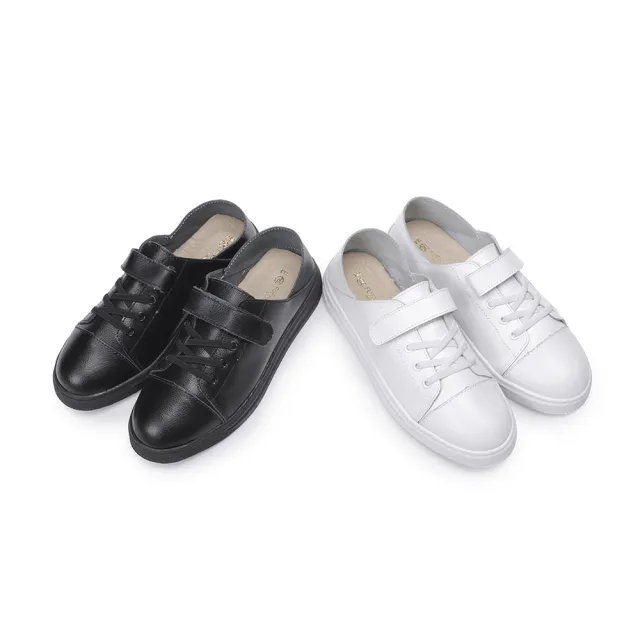 【FUFA Shoes 富發牌】質感真皮兩穿式休閒鞋-全黑/全白 8062L(女鞋/休閒鞋/真皮鞋/小白鞋/真皮休閒鞋)