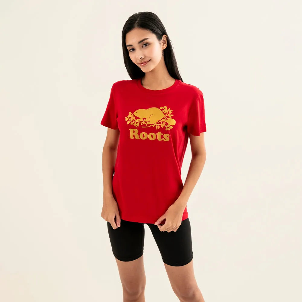 【Roots】Roots女裝-#Roots50系列 光芒海狸經典短袖T恤(紅色)