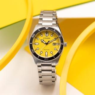 【CITIZEN 星辰】Eco-Drive 光動能潮流大三針手錶-黃 開學禮 送禮 推薦(AW1760-81Z)