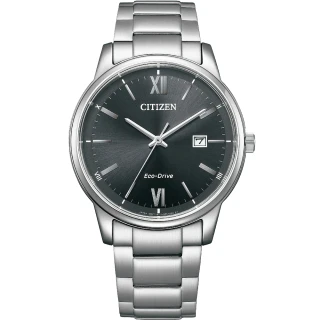【CITIZEN 星辰】光動能簡約手錶-銀x黑/40mm 送行動電源 畢業禮物(BM6978-77E)
