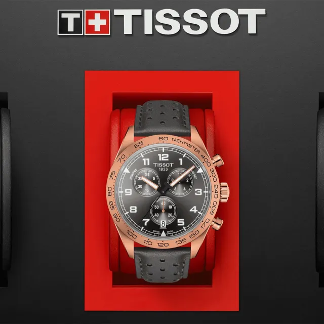 【TISSOT 天梭】官方授權 PRS516 賽車三眼計時石英手錶 送行動電源 畢業禮物(T1316173608200)