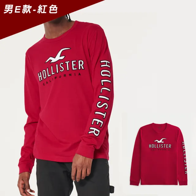 【HOLLISTER Co】HCO 海鷗 經典刺繡大海鷗文字圖案長袖T恤 上衣-多色組合(平輸品)