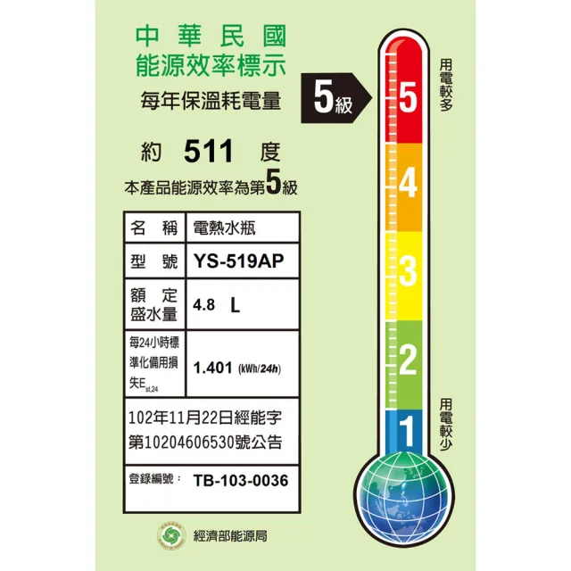 【元山】4.8L全功能電熱水瓶(YS-519AP)