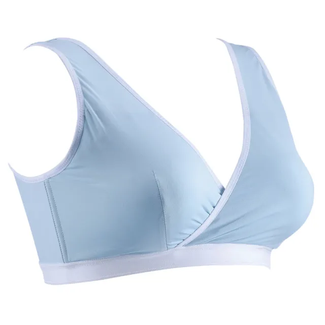 【Gennies 奇妮】哺乳內衣 休閒棉交叉款無鋼圈內衣 nini系列(藍)