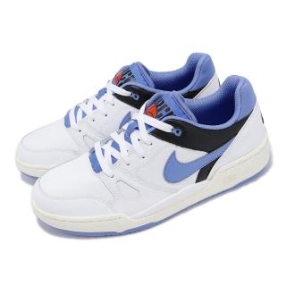 【NIKE 耐吉】休閒鞋 Full Force Low 男鞋 白 藍 皮革 耐磨 跳色 低筒 運動鞋(FB1362-100)