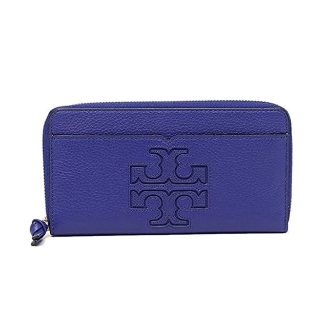 TORY BURCH 雙T-LOGO皮革拉鍊長夾