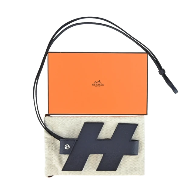 Hermes 愛馬仕 H-Tag Epsom小牛皮手機掛帶(89黑)