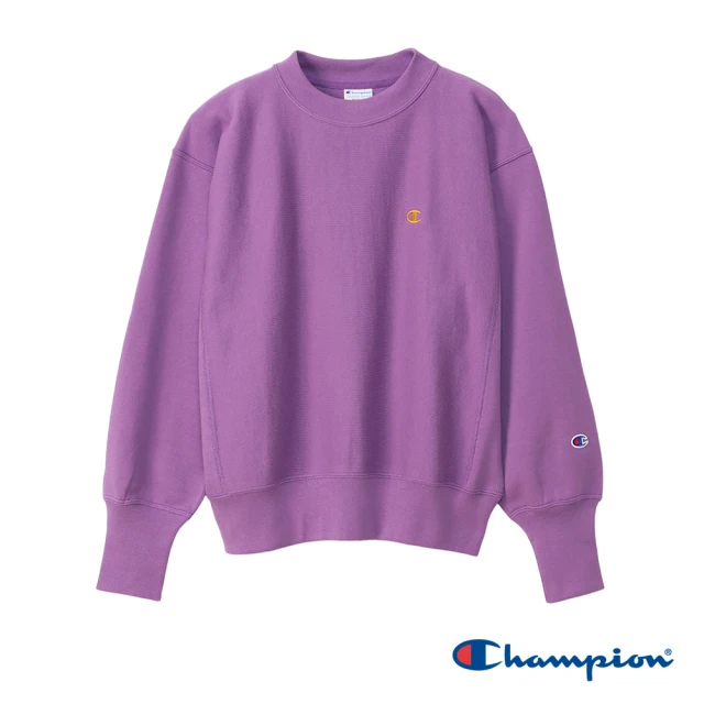 Champion 官方直營-經典款純棉素色刺繡LOGO大學T-女(紫色)