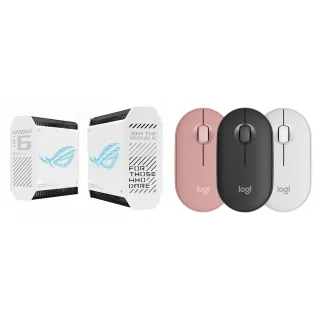 【ASUS 華碩】搭羅技滑鼠 ★ 2入 WiFi 6 三頻 AX10000 Mesh 2.5G埠 路由器/分享器(ROG Rapture GT6)-白