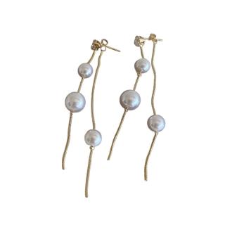 【海藍樂木珠寶 La Morongo Jewelry】S925純銀珍珠長款流蘇耳環(S925銀 耳環 氣質 長款)