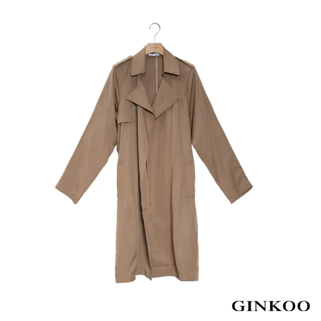 【GINKOO 俊克】無釦腰綁帶罩衫