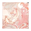 【Hermes 愛馬仕】Cheval Sirene 90 cm手工捲邊斜紋真絲雙面方巾(玫瑰粉/綠/珊瑚紅)