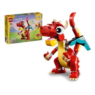 【LEGO 樂高】創意百變系列3合1 31145 紅龍(禮物 動物玩具 三種組裝方式)