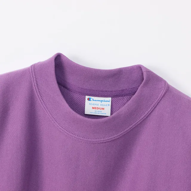 【Champion】官方直營-經典款純棉素色刺繡LOGO大學T-女(紫色)