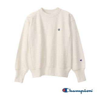 【Champion】官方直營-經典款純棉素色刺繡LOGO大學T-女(淺米色)