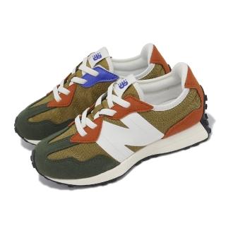 【NEW BALANCE】休閒鞋 327 中童鞋 小朋友 寬楦 綠 棕 麂皮 帆布 拼接 復古 NB 運動鞋(PH327HC-W)