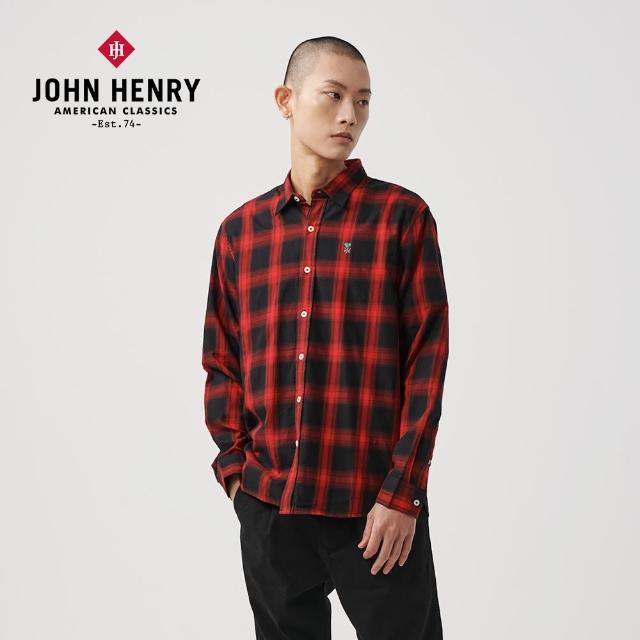 【JOHN HENRY】經典格紋長袖襯衫-紅