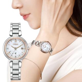 【CITIZEN 星辰】XC 心蕊 輕奢限定版 鈦金屬 光動能電波女錶-29mm 母親節 送禮 禮物(ES9466-65W)