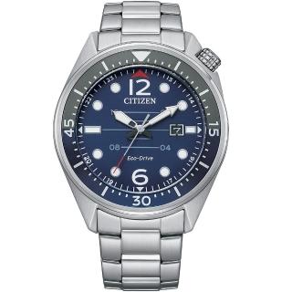 【CITIZEN 星辰】光動能潛水風格手錶-藍 母親節 送禮 禮物(AW1716-83L)
