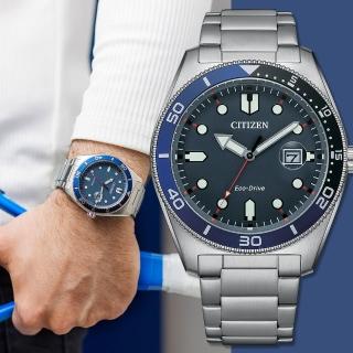 【CITIZEN 星辰】光動能潛水風格手錶-普魯士藍 母親節 送禮 禮物(AW1761-89L)