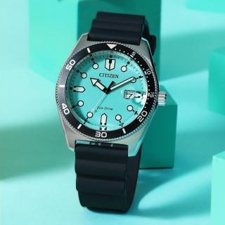 【CITIZEN 星辰】光動能潛水風格手錶-湖水綠 禮物 送禮 推薦(AW1760-14X)