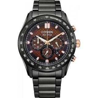 【CITIZEN 星辰】光動能格紋三眼計時手錶 母親節 送禮 禮物(CA4534-81X)