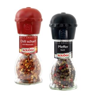 【KOTANYI 歐香尼】研磨器香料系列(綜合胡椒粒35g+辣椒碘鹽34g)