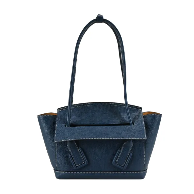 【BOTTEGA VENETA 寶緹嘉】The Arco 經典小牛皮手提/肩背包(小號/海軍藍)
