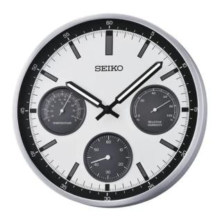 【SEIKO 精工】溫/濕度 滑動式秒針靜音掛鐘 時鐘 禮物 送禮 推薦(QXA823S)