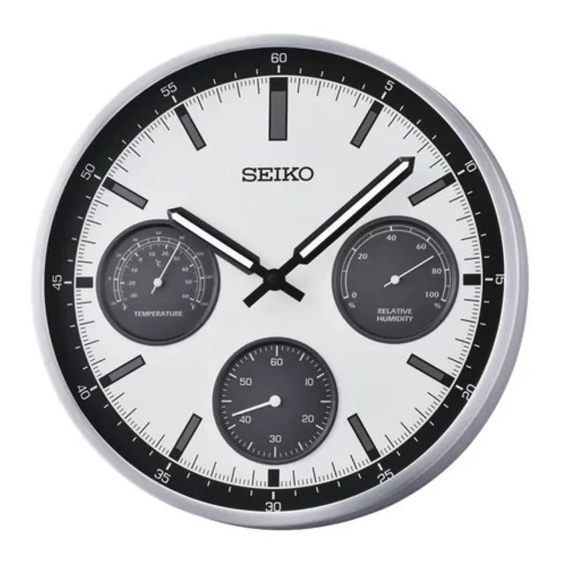 SEIKO 精工 溫/濕度 滑動式秒針靜音掛鐘 時鐘 雙11 優惠(QXA823S)