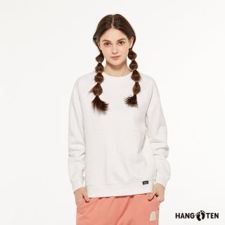 【Hang Ten】女裝-恆溫多功能-抗菌除臭刷毛彈性保暖大學T(花紗米白)