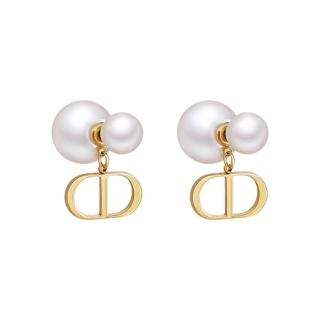 【海藍樂木珠寶 La Morongo Jewelry】S925純銀雙字母簡約珍珠耳釘(S925銀 簡約 氣質 耳釘)