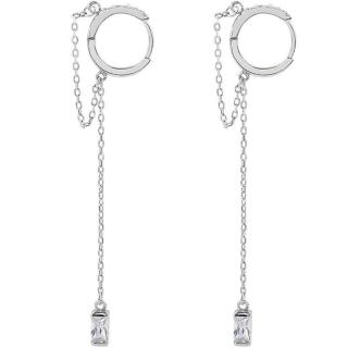 【海藍樂木珠寶 La Morongo Jewelry】S925純銀長款流蘇閃鑽圓圈耳環(S925銀 耳環 氣質 流蘇)