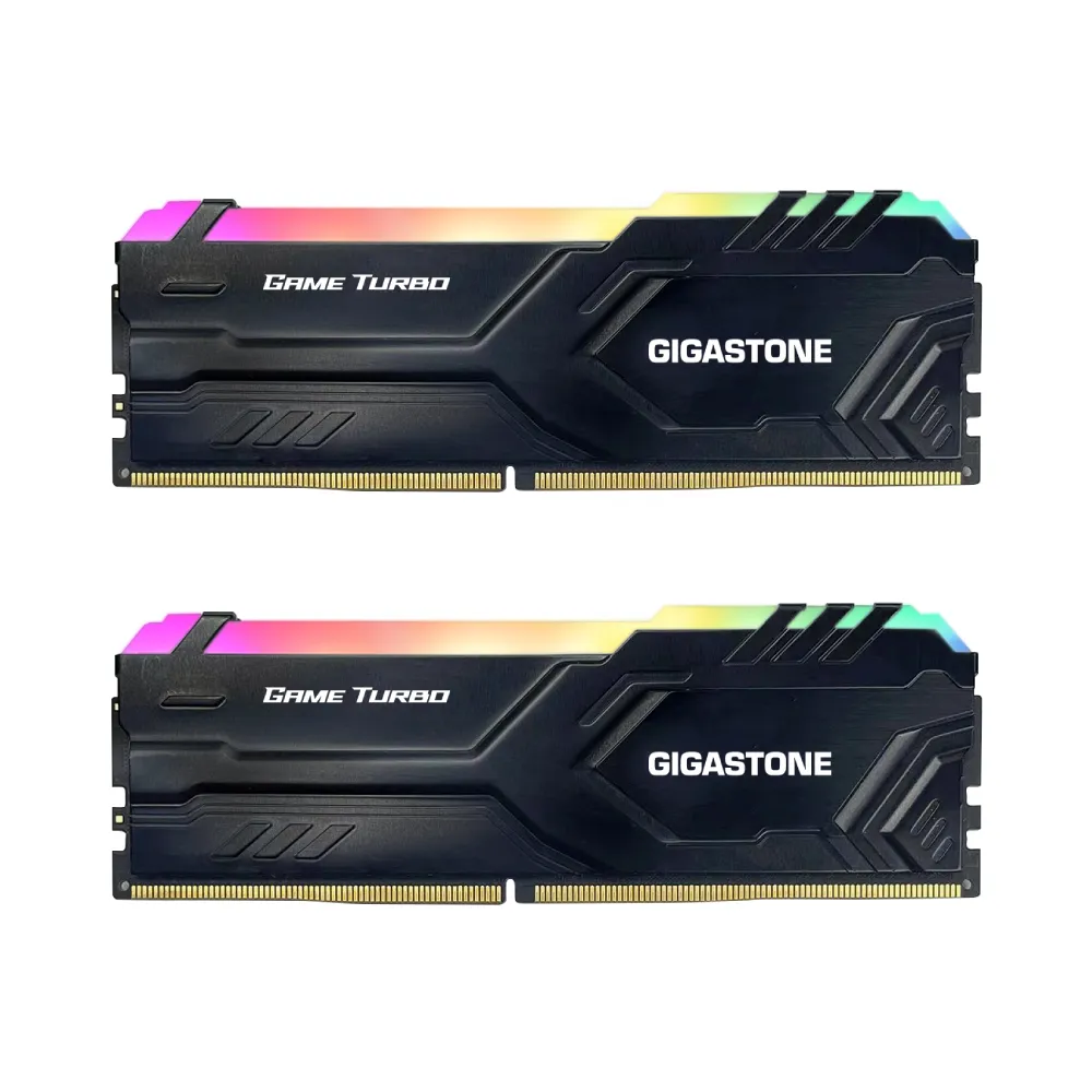 【GIGASTONE 立達國際】GAME TURBO DDR4 3200 16GB RGB 電競超頻 桌上型記憶體-黑(PC專用/8GBx2)