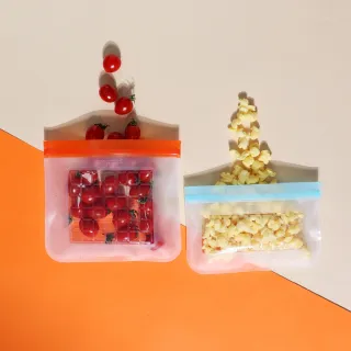【Prepara】食物保鮮密封夾鏈袋[3號袋 橘色夾鏈]-20.32x17.38cm x2入