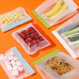 【Prepara】食物保鮮密封夾鏈袋[3號袋 橘色夾鏈]-20.32x17.38cm x2入