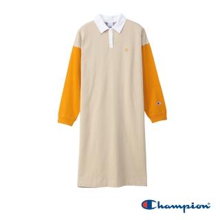 【Champion】官方直營-拼接大色塊POLO連身裙-女(米色)