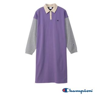 【Champion】官方直營-拼接大色塊POLO連身裙-女(紫色)