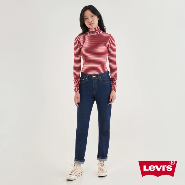 LEVIS 女款 501高腰合身排釦牛仔長褲 / 金耳 / 精工深藍染水洗 人氣新品 12501-0499