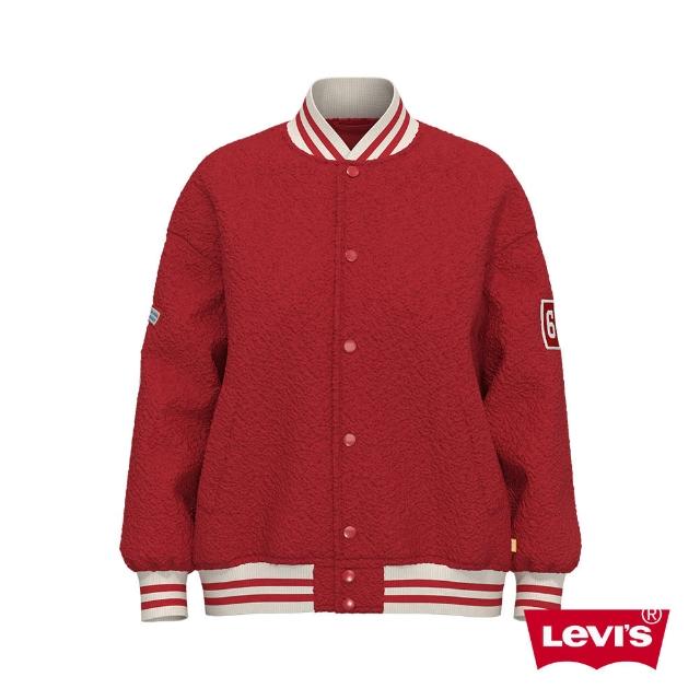 【LEVIS 官方旗艦】Gold Tab金標系列 女款 Oversize寬鬆版棒球外套 紅 人氣新品 A7205-0000