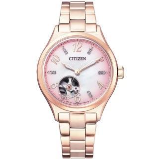 【CITIZEN 星辰】優雅水晶機械女錶-34mm 送行動電源 畢業禮物(PC1005-87X)