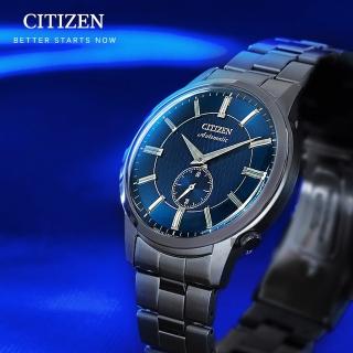 【CITIZEN 星辰】小秒針紳士機械錶-藍/41mm 送行動電源 開學(NK5009-69N)